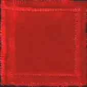 Red textile swatch with textured surface and frayed edges against a dark gradient background, displaying a brushed, mottled finish.